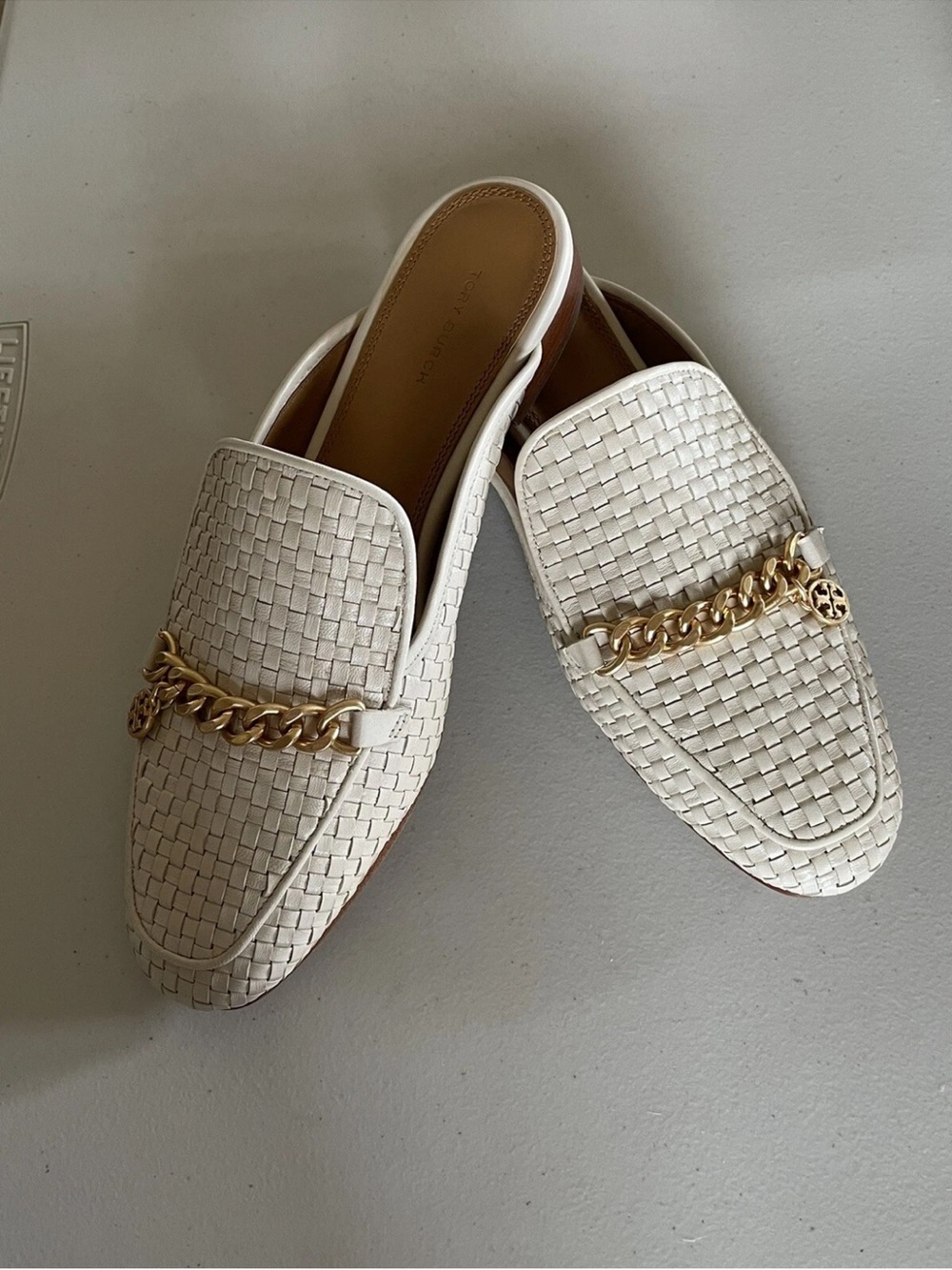 Tory Burch Mini Benton Loafer Slide Cream Size 7
